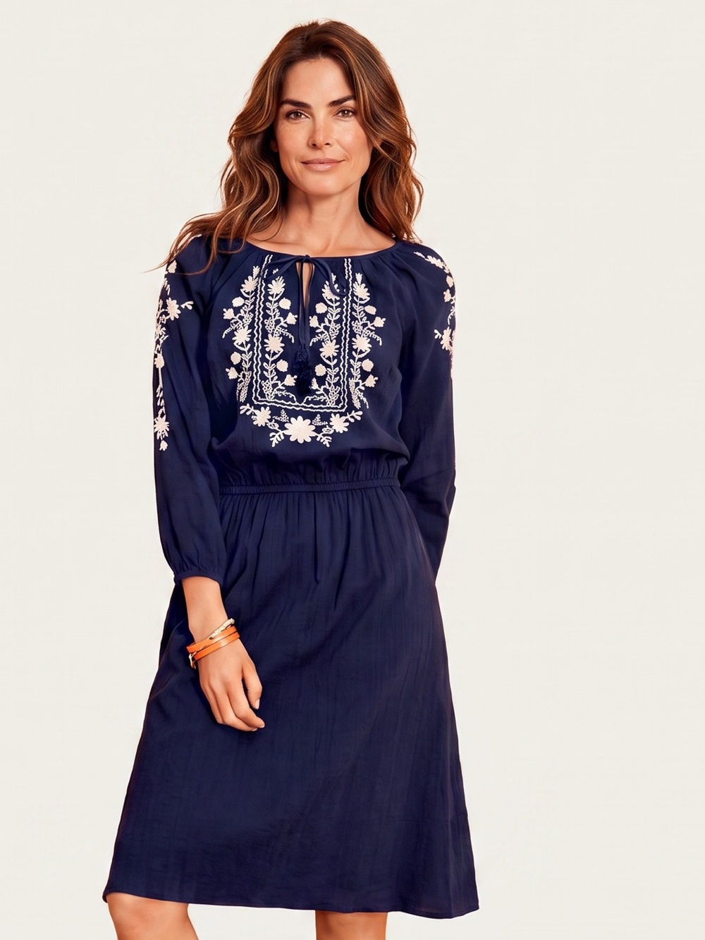 Talbots Embroidered gauze A-line dress. Size XL GUC - Picture 1 of 8